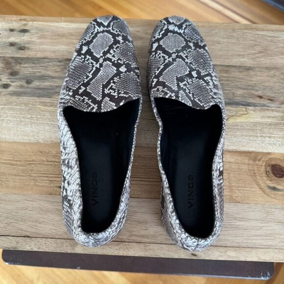 Vince Paz Venetian Grey Cream Genuine Snake Skin Leather Flat Loafers Size 8.5 - Picture 10 of 15